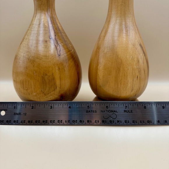 Vintage Turned wood candlestick holder or vase for dried flowers - Picture 12 of 13